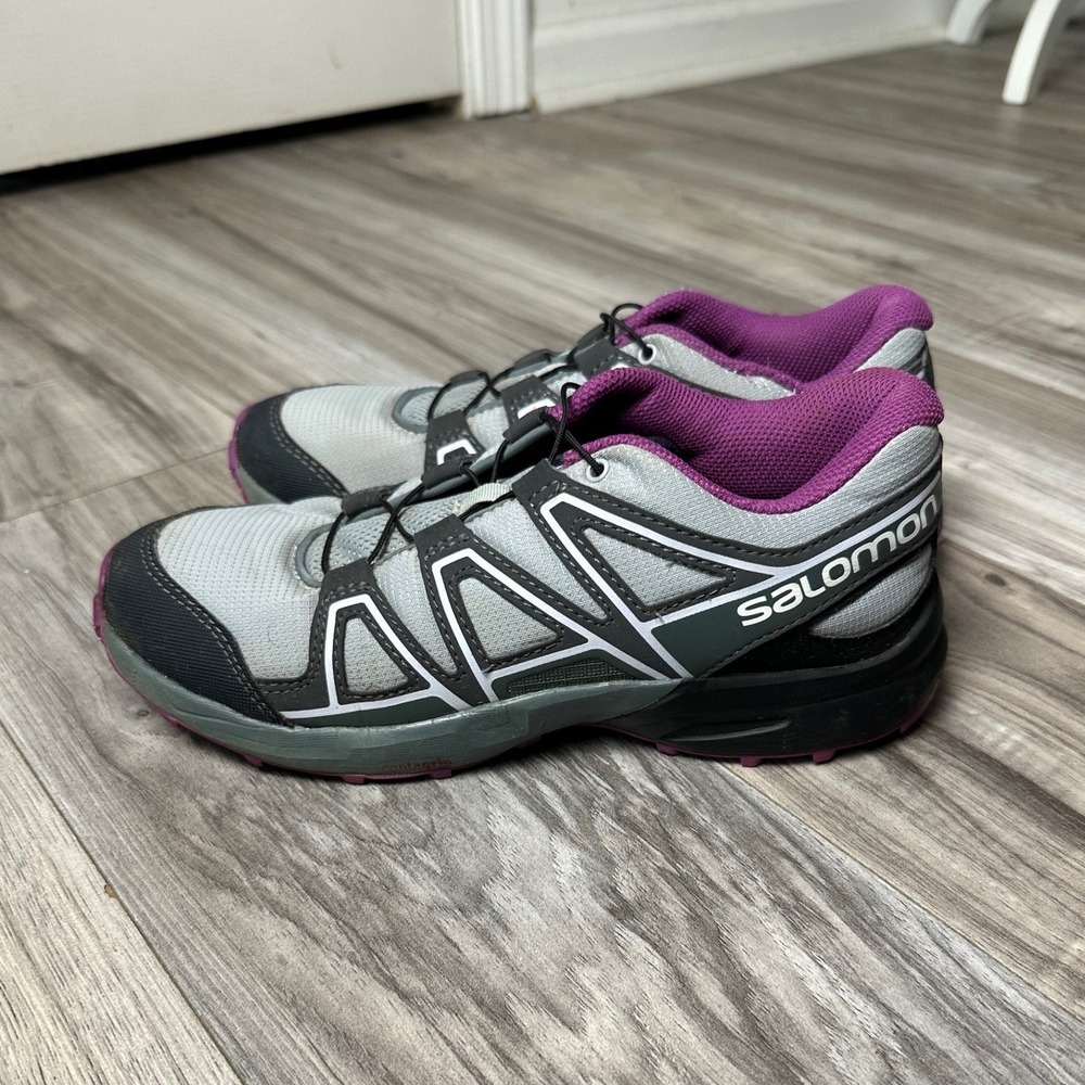 Salomon Women's Speedcross Trail Running Shoes Grey Purple Contagrip Size 5